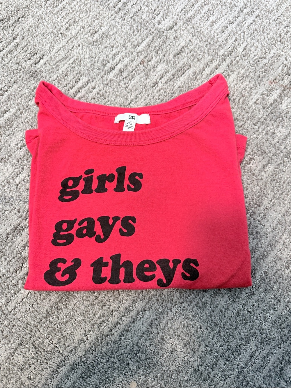 bp Hot Pink Graphic Tee with Black Text